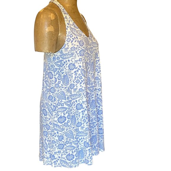 H&M Botanical Print Sundress Twist Back XS Blue & White #285V - Picture 2 of 9